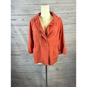 Anthropologie Allihop French Terry Jacket Womens Medium Coral 3/4 Sleeve